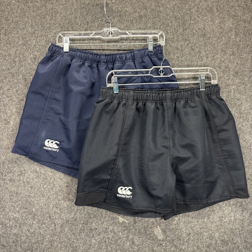 Canterbury Advantage Stretch Rugby Shorts Men's Large 5" Black Blue Lot of 2